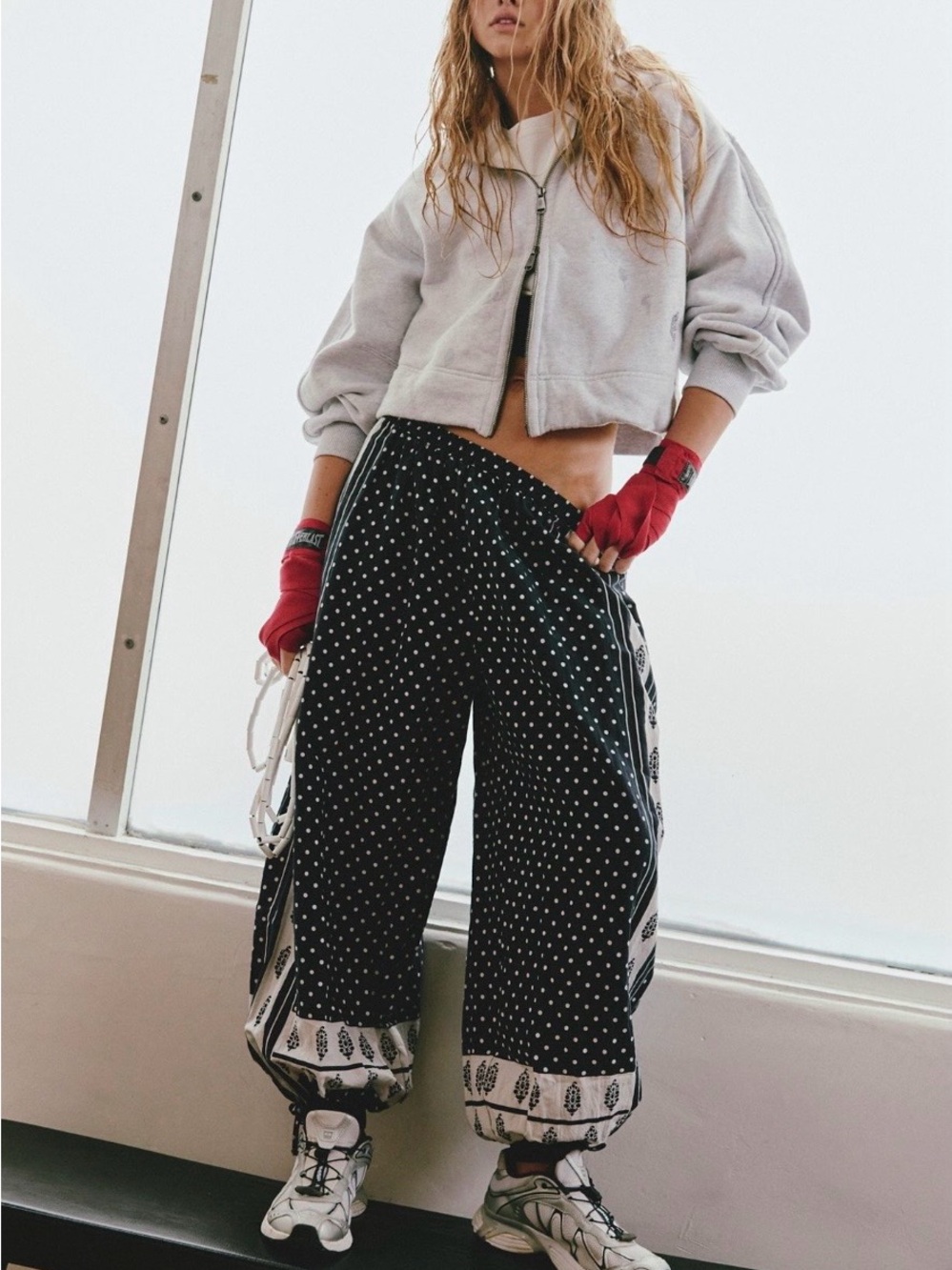 NWT Free People “on it” printed ballon pants small